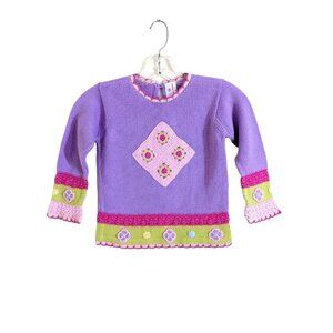 Hannah Andersson Girls Sweater Pastel Purple Size 110 Girls 5 Knit Cotton Floral